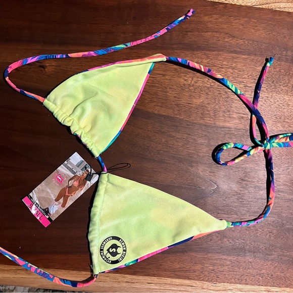 NWT Demon Bikini 80s Style Floral Triangle Top S - Picture 2 of 4